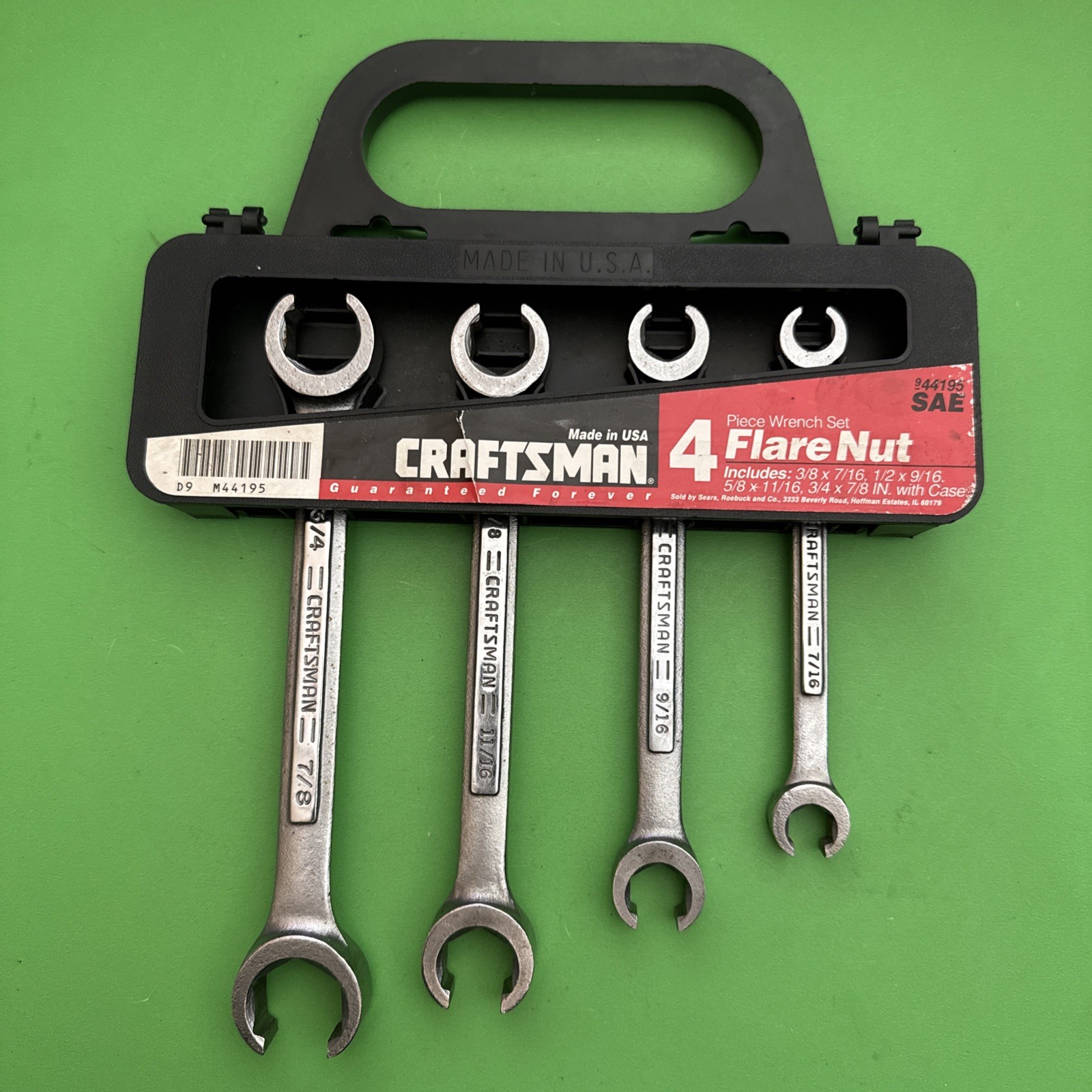 Craftsman USA 4 Piece SAE VɅ VA Series 3/8 to 7/8 Flare Nut Wrench Set MPN 44195