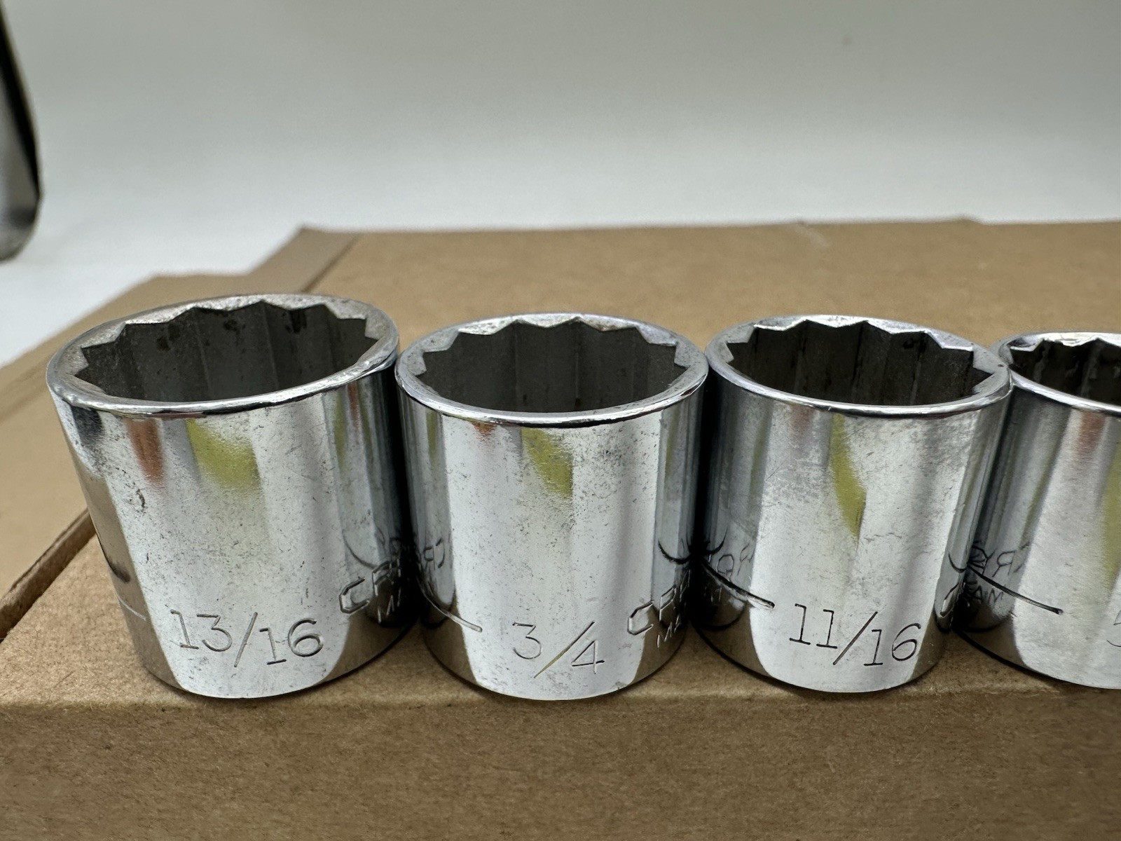 Craftsman USA 3/8 Drive SAE Socket Set 3/8-13/16 8pc 12PT G Vintage Very Good