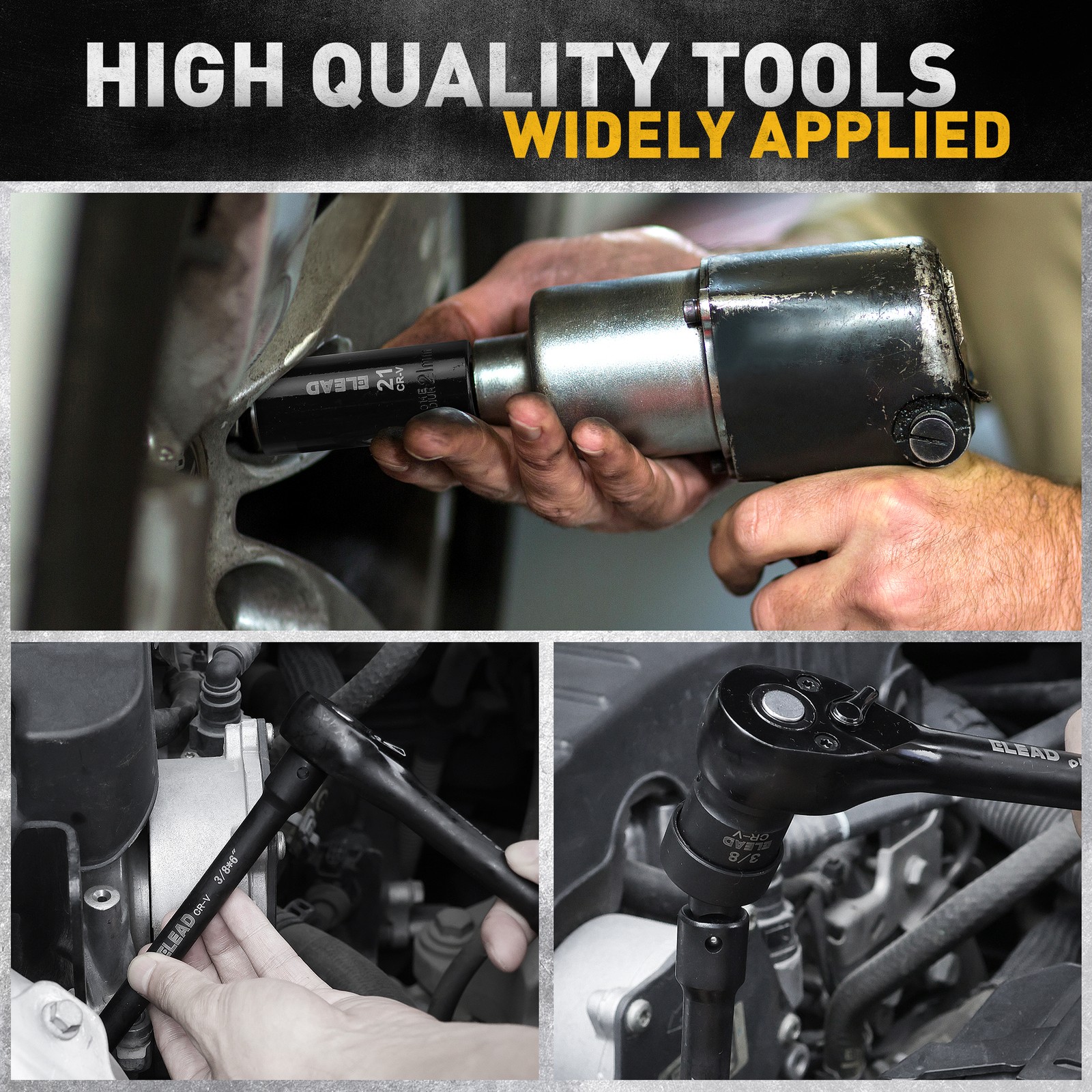 3/8» Drive Impact Socket Set 50Pcs Shallow & Deep Socket Set Metric & Standard