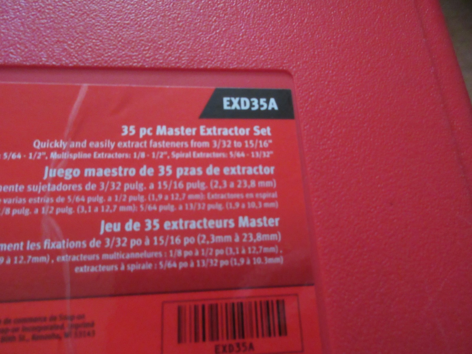 Snap on EXD35A 35 pc Master Extractor Set 220868 barely used near perfect