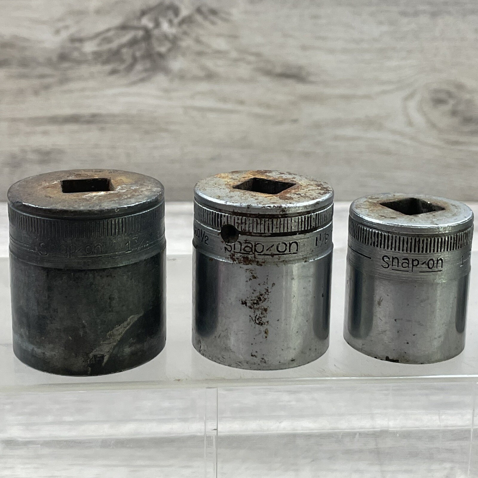 Snap On USA Socket Set 1/2” Drive 12 Point 1 3/16 + 1 1/8 + 1 + 19/32 + 11/16 +