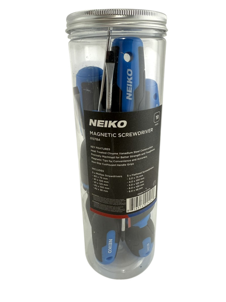 10pc Neiko NEW Magnetic Tip Non Slip Phillips & Flathead Screwdrivers Set 01378A