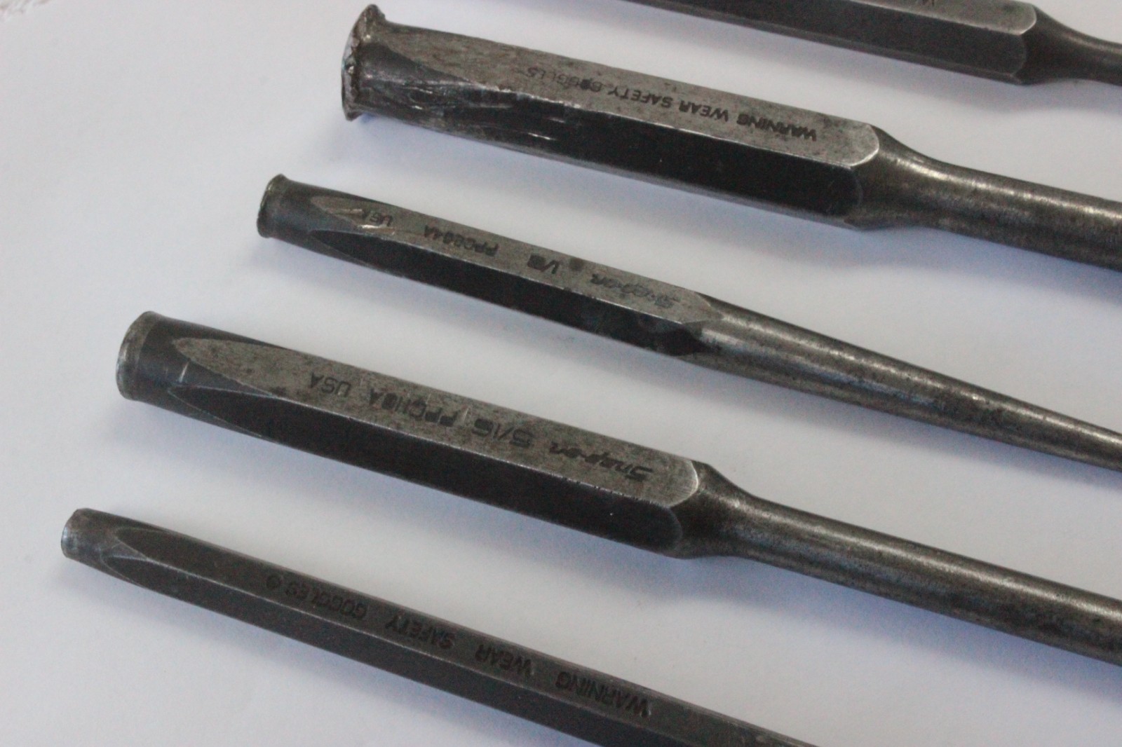Lot Of 5 Snap On Punches (ppc108la,204a,110a,112a,812b, USA