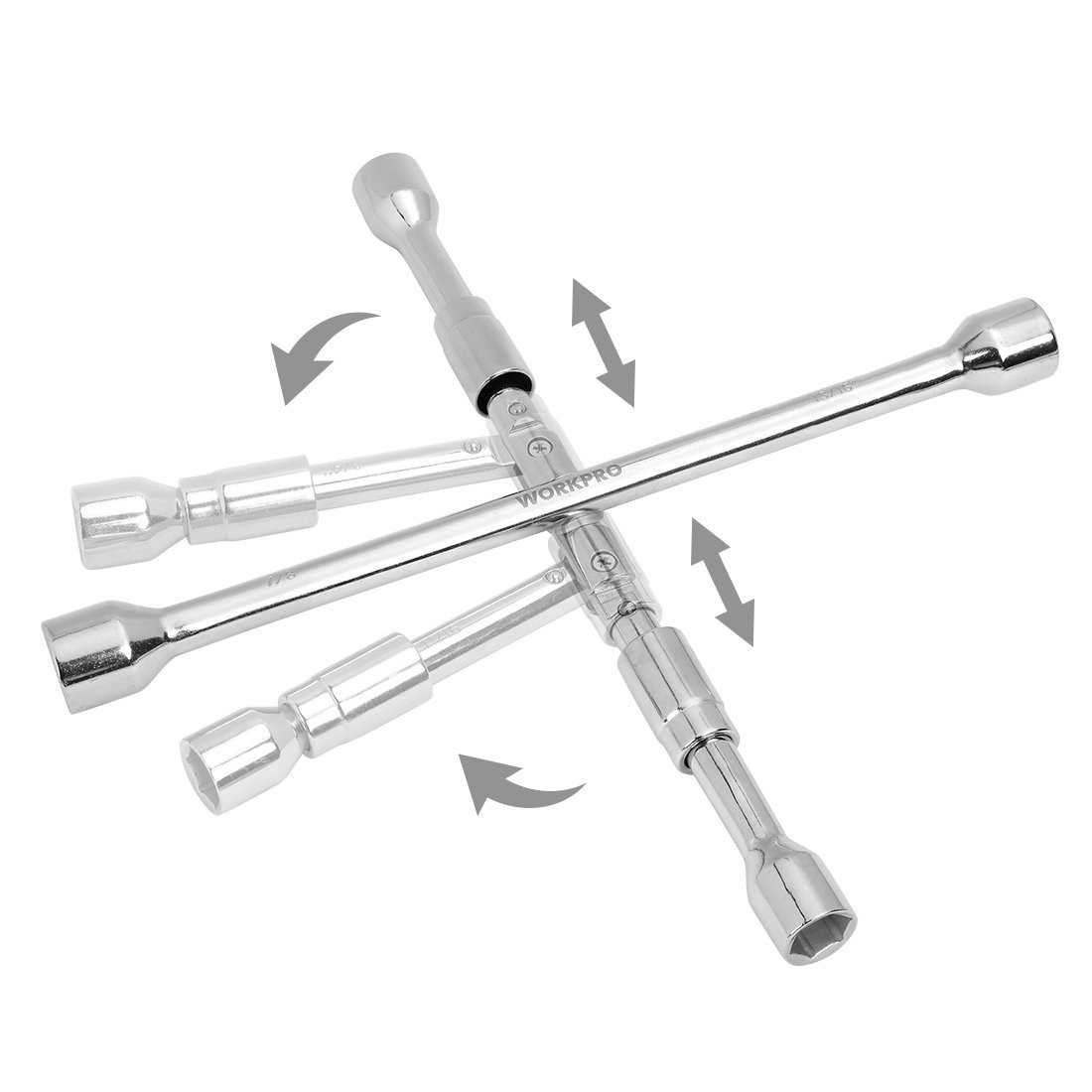 14Inch Universal Folding Lug Wrench, 4Way Cross Wrench