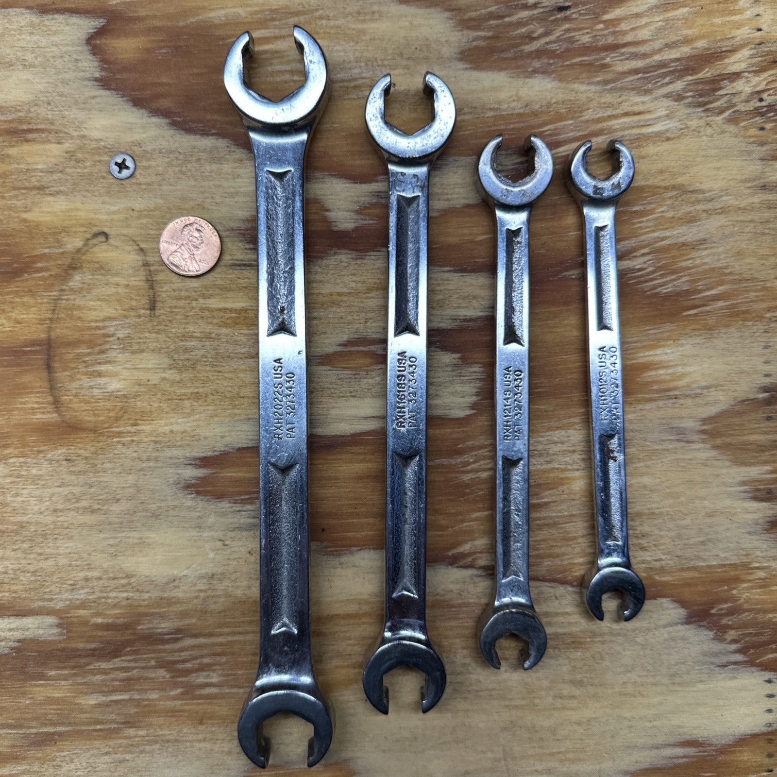 SNAP-ON RXH 4 PC SAE 6 POINT FLARE NUT LINE WRENCH 3/8″ – 11/16″ USA !!