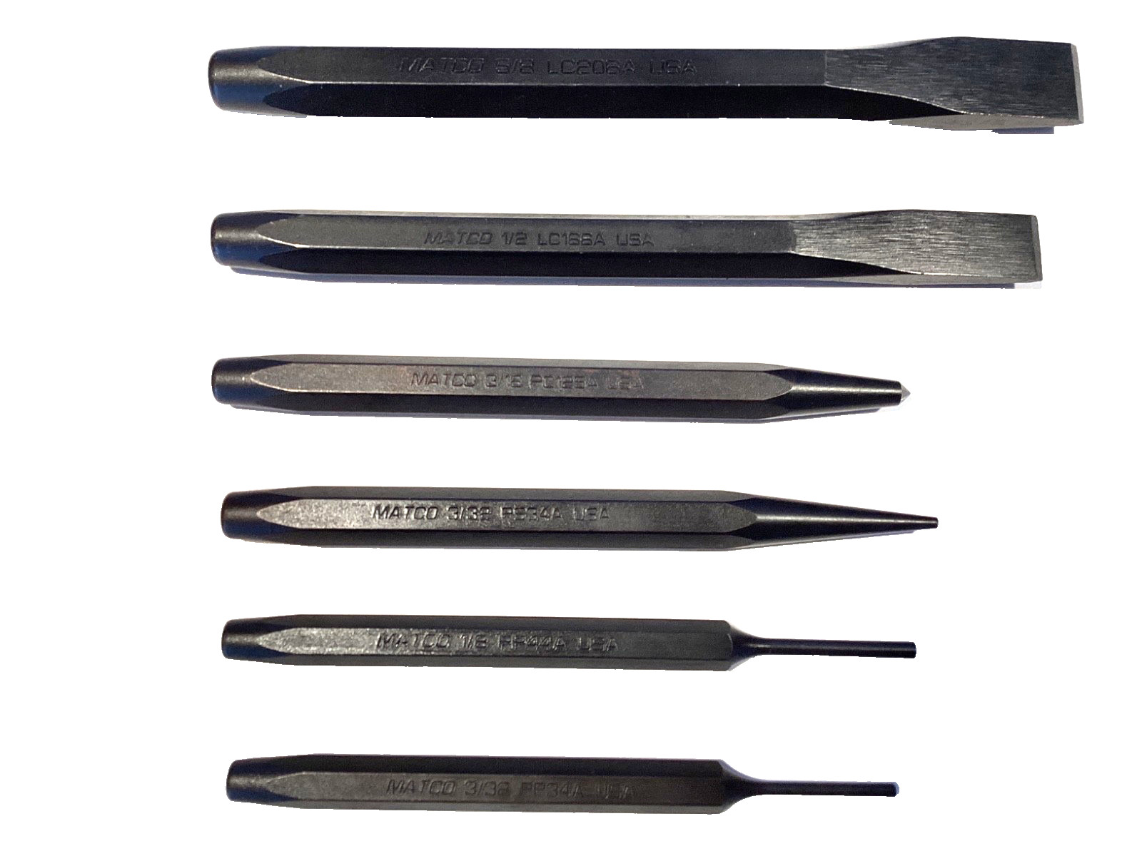 Matco Tools SPC6PA NEW 6 Piece Punch and Chisel Set With Storage Pouch USA MADE