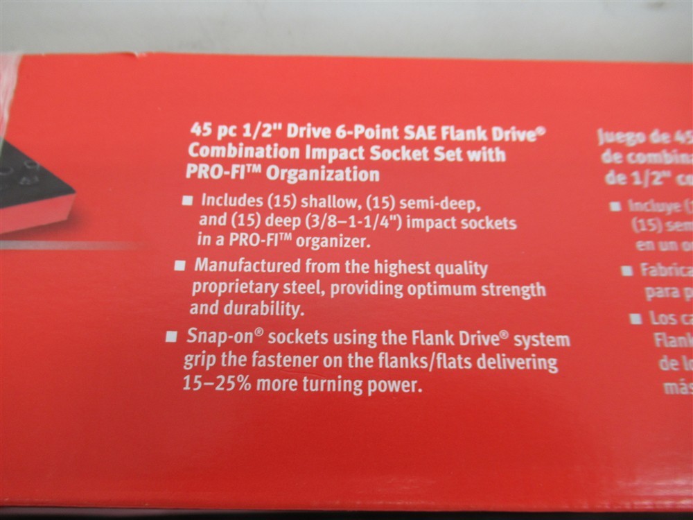 Snap-on 345SIMYFR, 3/8″ to 1-1/4″ Shallow, Semi-Deep, Deep, 1/2″ Drive 6Pt, 45pc