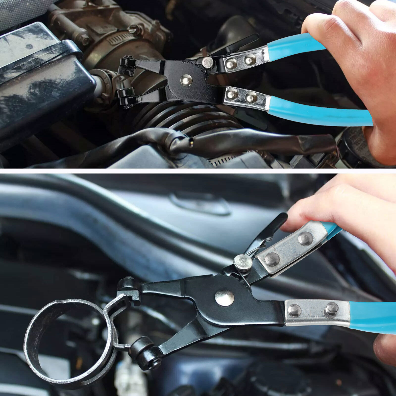 9pcs Flexible Hose Clamp Clip Plier Set Swivel Jaw Flat Band Automotive Tools