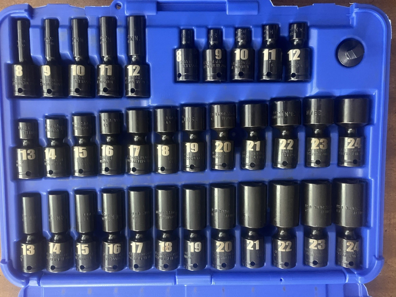 Cornwell universal impact socket set METRIC swivel sockets shallow + deep 8-24mm