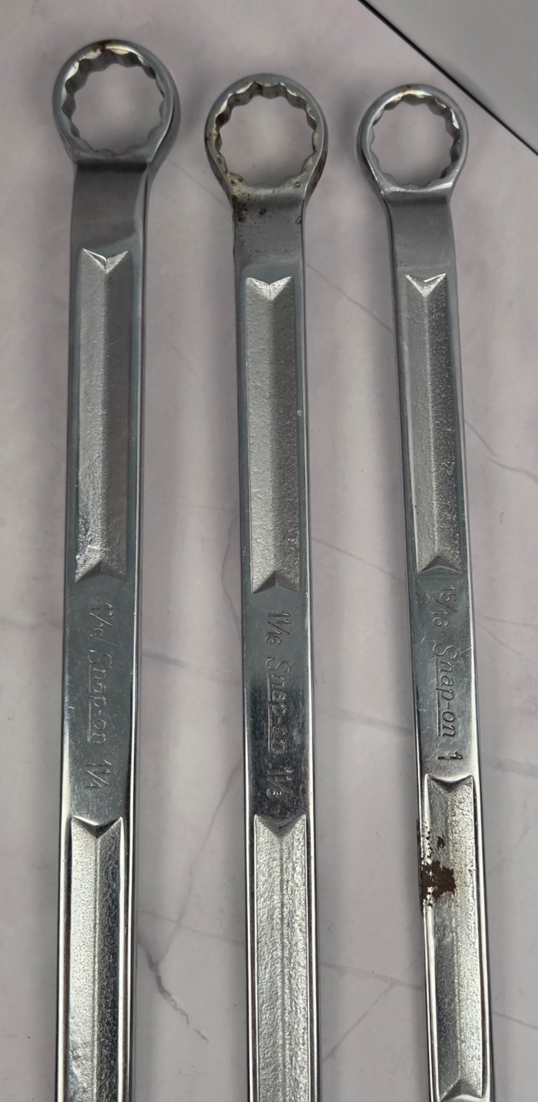 Vintage Snap On Box End Wrenches (3) XV3032; XV3436; XV3044 12pt. with Offset