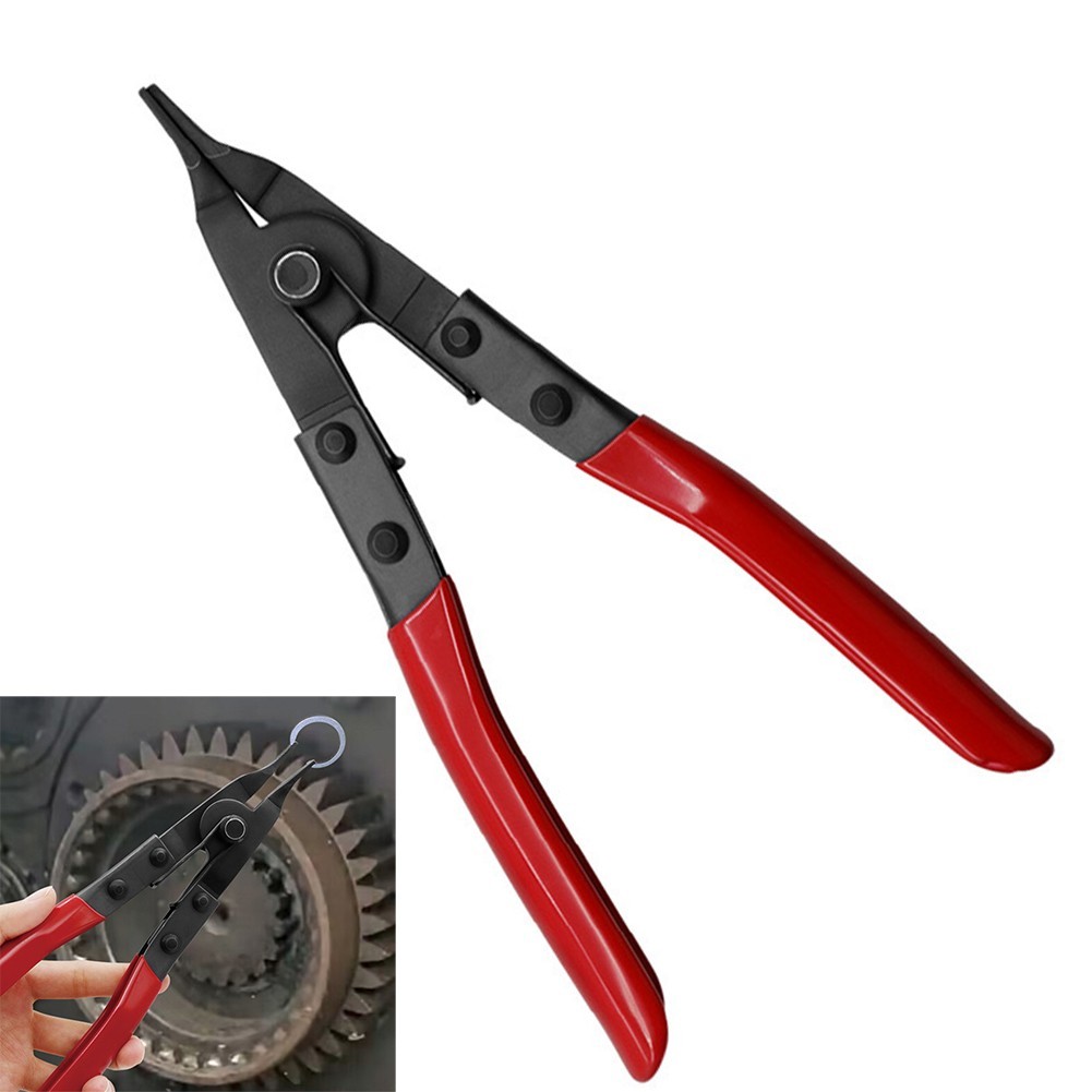 1 Pcs Rubber+Aluminum Alloy Black+Red Flat Mouth Steel Ring Pliers -New
