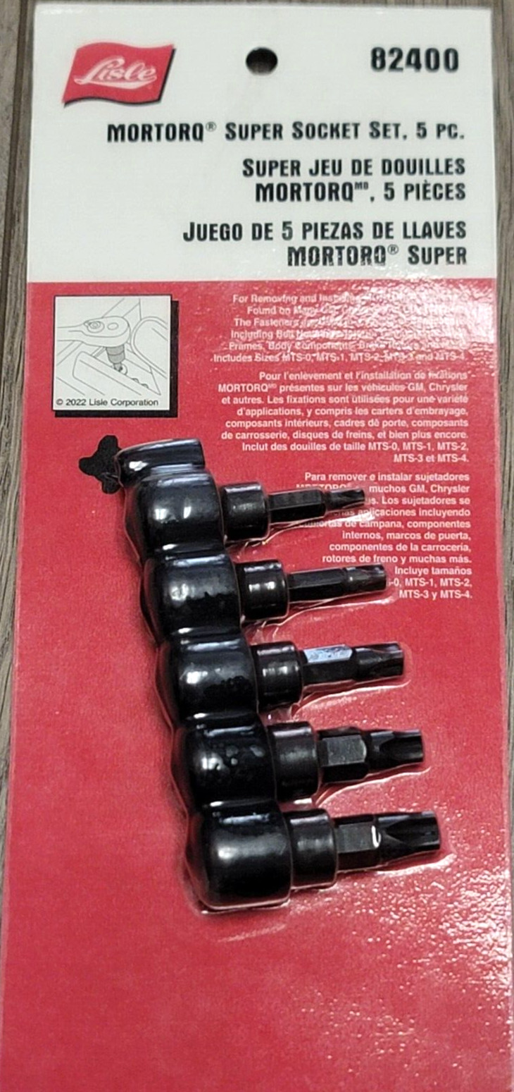 Lisle 5pc 3/8″ dr MORTORQ Bit Super Socket Set MTS-0 thru MTS-4 #82400
