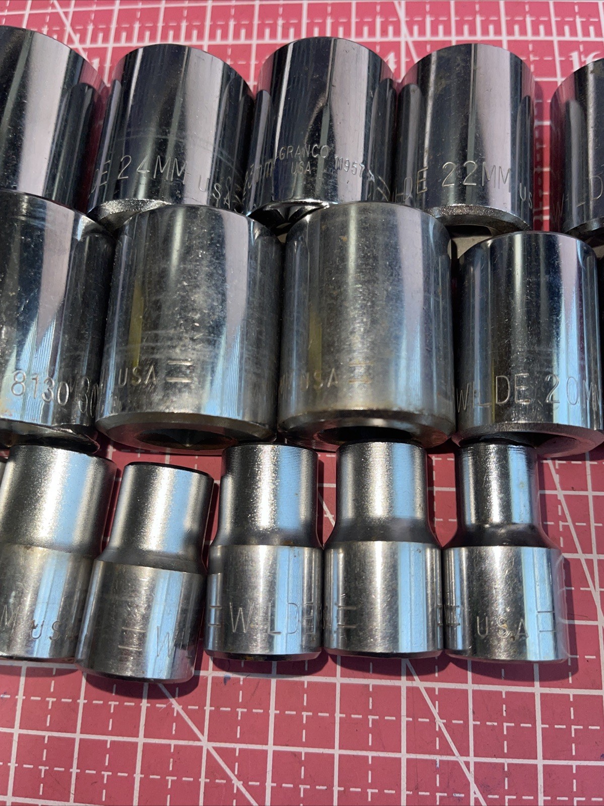 Wilde USA 23 Piece 10 – 32 MM Metric 1/2 drive 12 Point socket Set Easco KD Rare