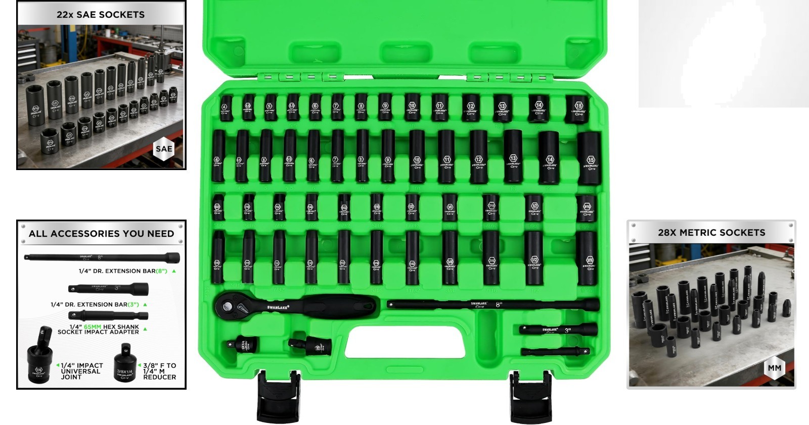 Professional 1/4″ Drive Impact Socket Set – Durable 56-Piece Chrome Vanadium