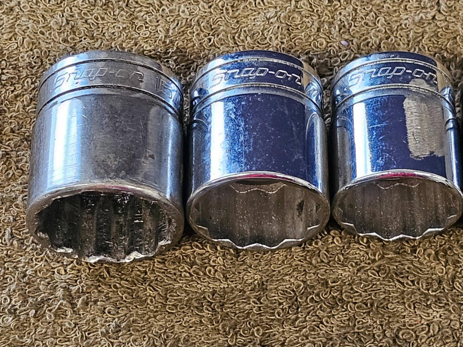 13 Snap On Socket Set 3/8″ Drive F F301 12 Point SAE 15/16 7/8 13/16 3/4 11/16