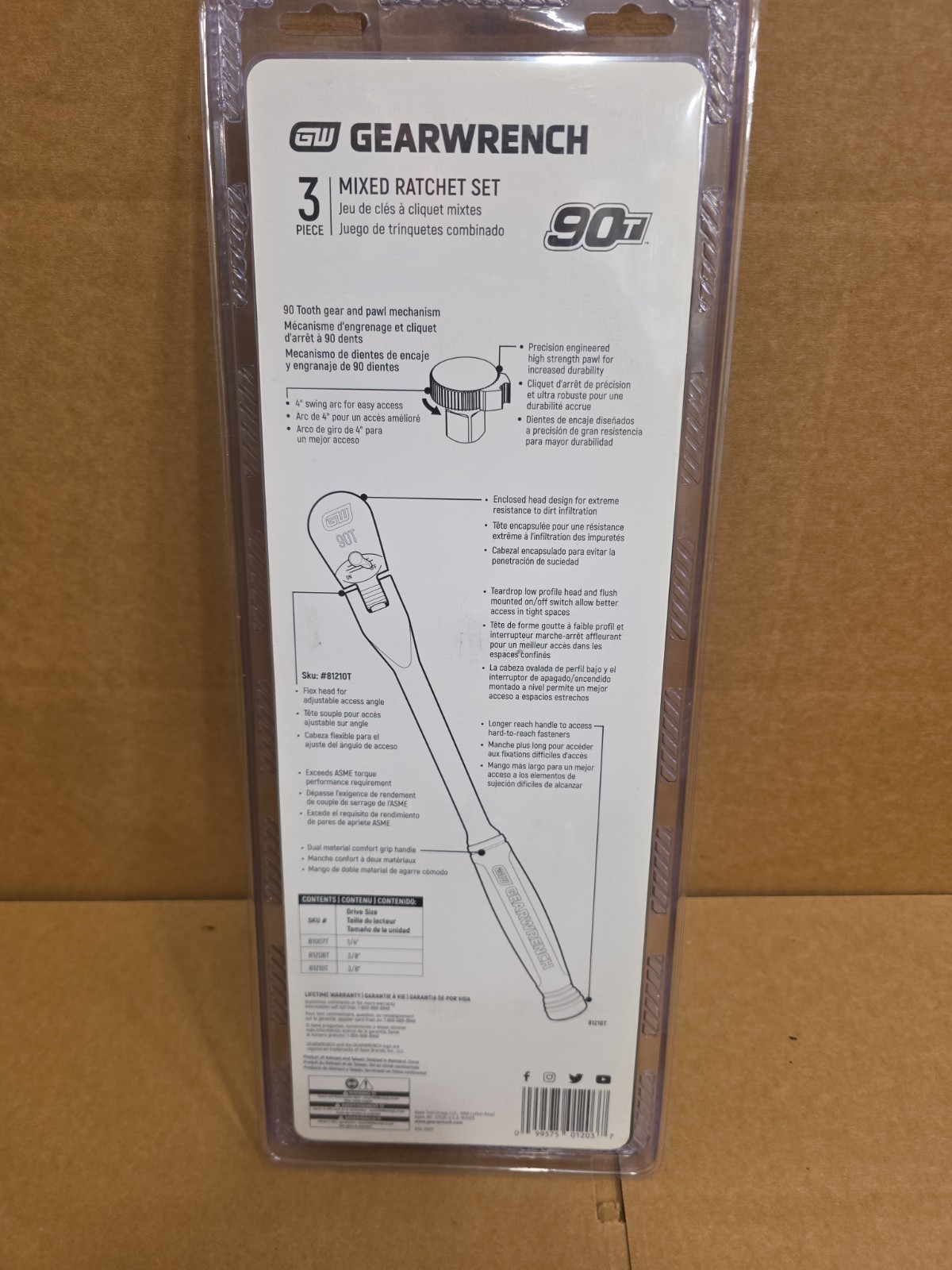Gearwrench 81203T 1/4 And 3/8 Drive With Flex Head Long Handle