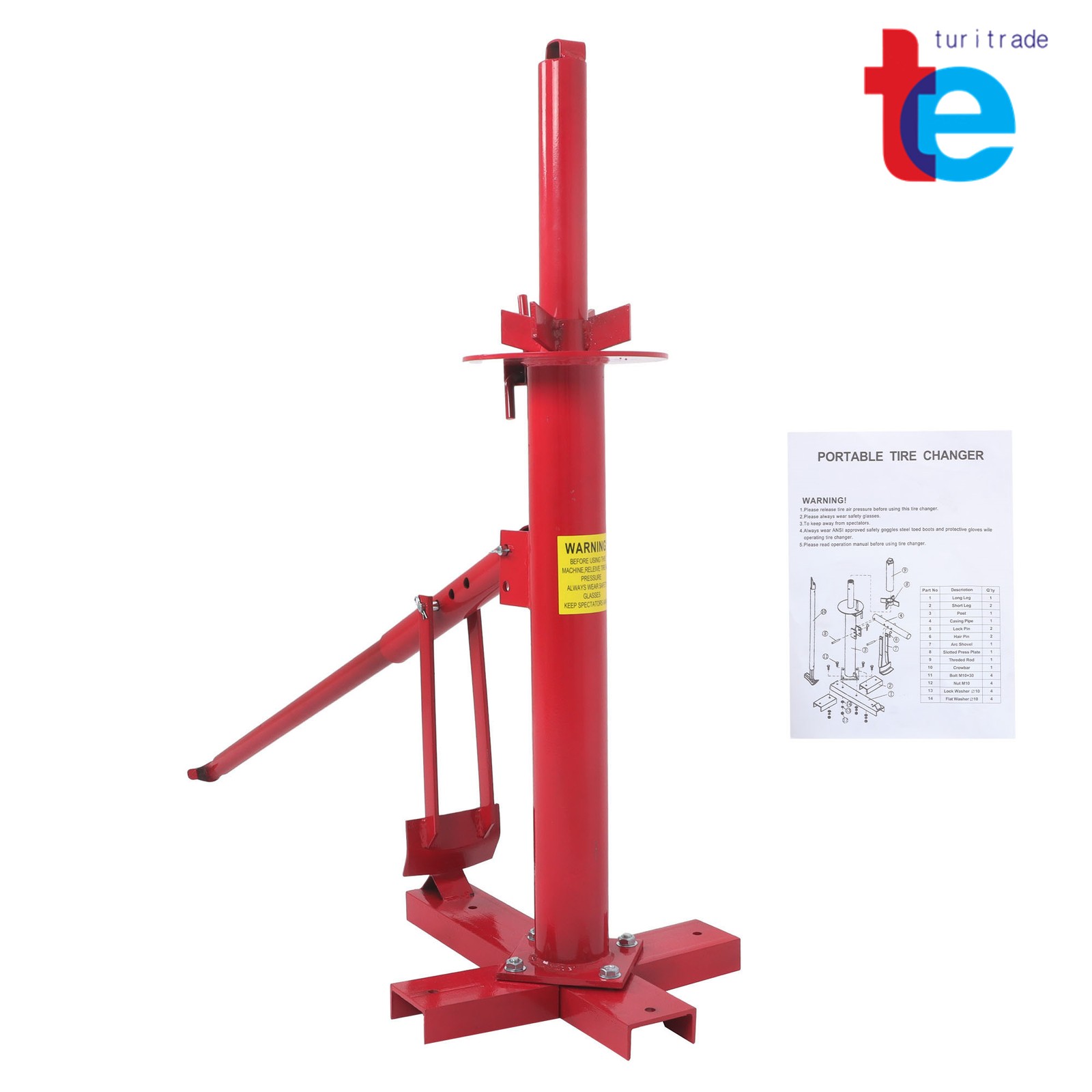 Portable Hand Tool Tire Bead Breaker Manual Tire Changer For 8” to 16” Tire