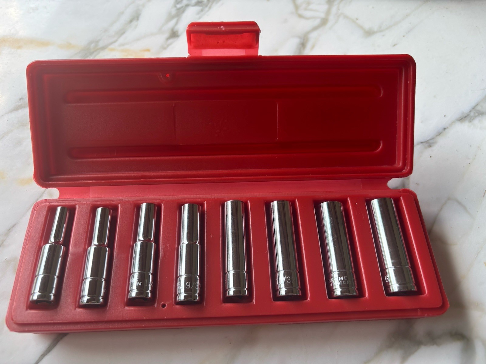 New 8 piece 1/4” drive SAE deep well socket set 3/16”to 7/16” with Hard Case