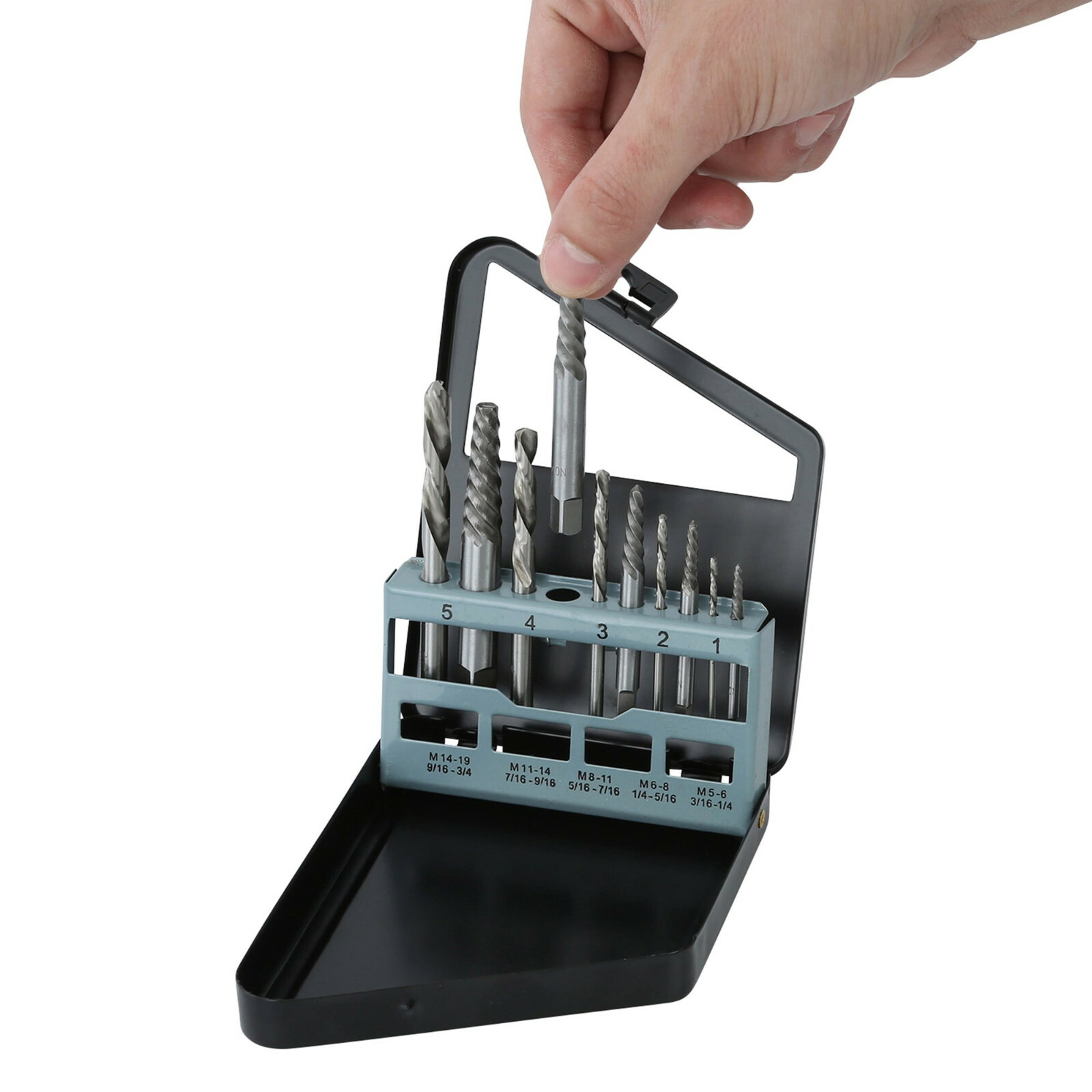 Hyper Tough 10-Piece BOLT EXTRACTOR SET Mechanics Length High Speed Steel Bits &