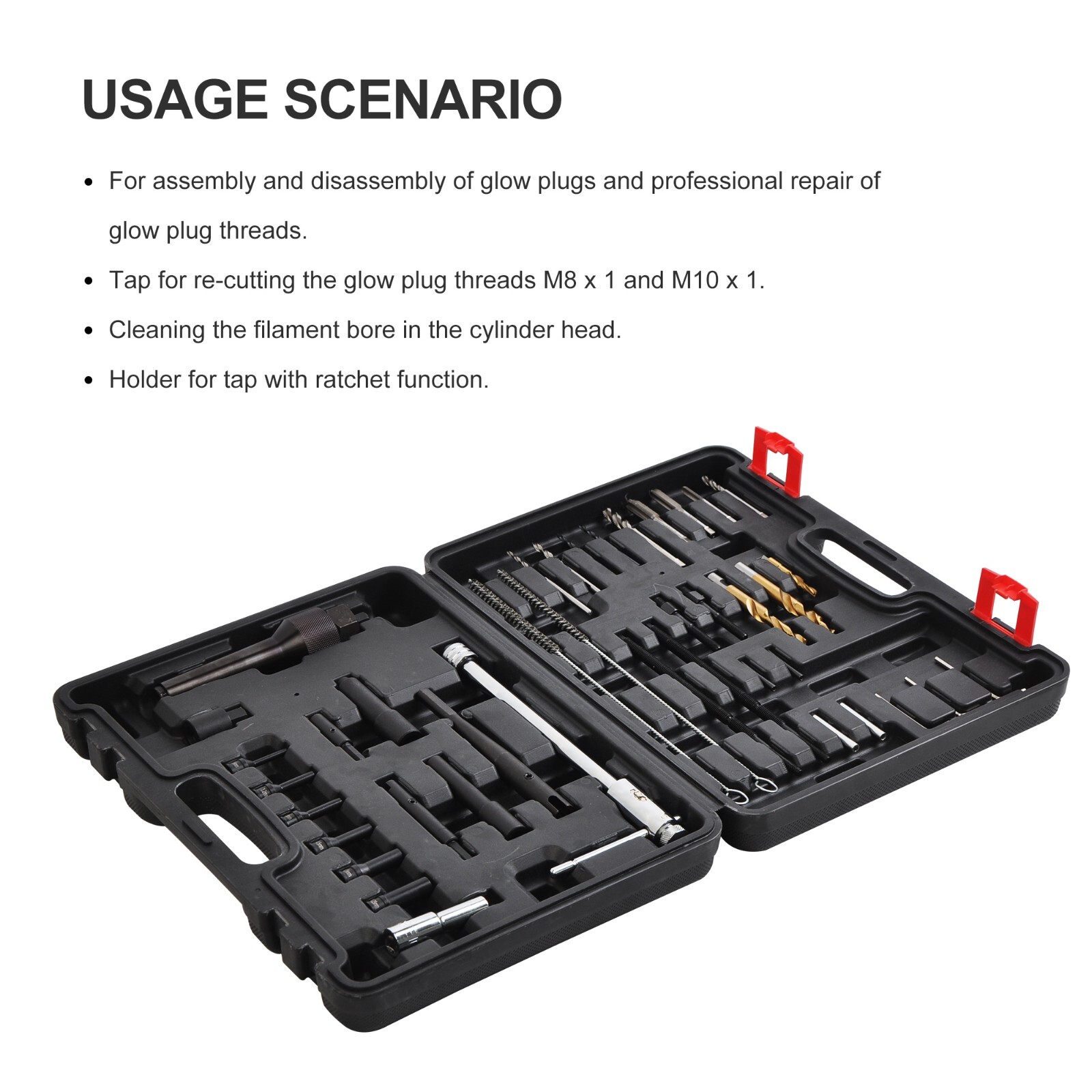 41 Pieces Glow Plug Assembly and Disassembly Tool Glow Plug Thread Repair Set