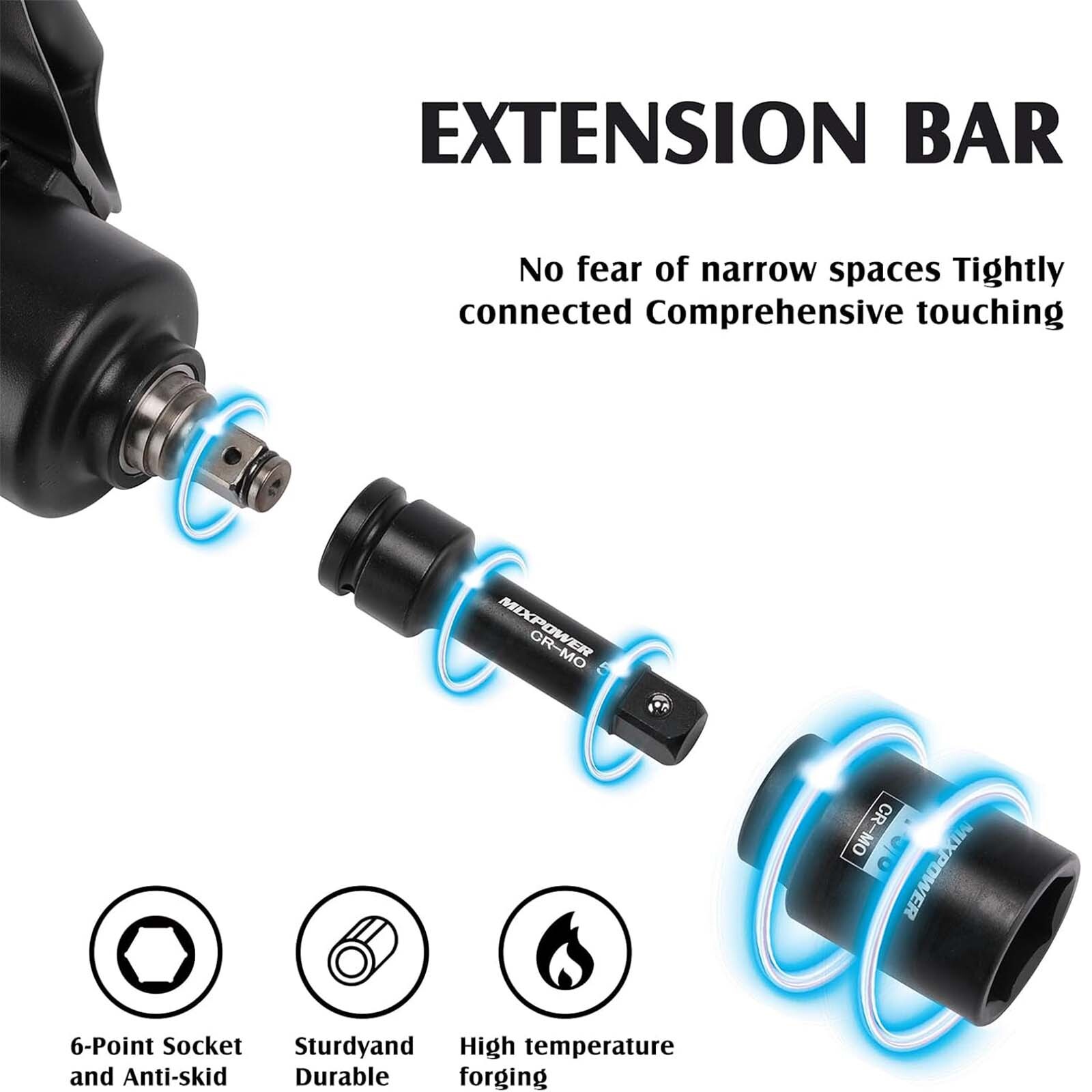 21 PCS 3/4» Drive Deep Jumbo Impact Socket Set,SAE(7/8»-2»),6 Point,Ratchet