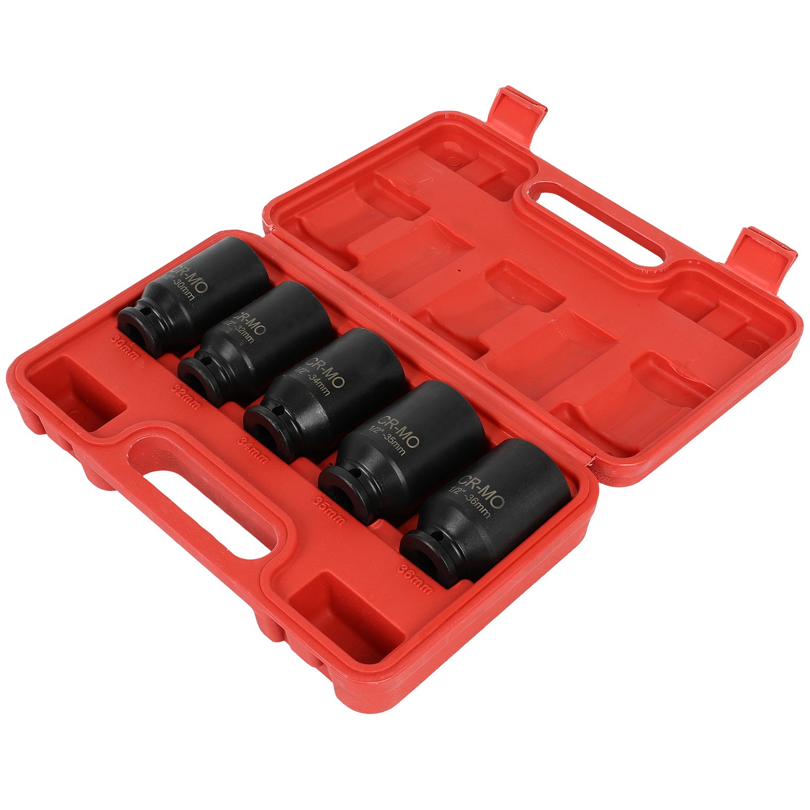 30mm 32mm 34mm 35mm 36mm 5pcs 1/2» Deep Spindle Axle Nut Socket Set 12 Point