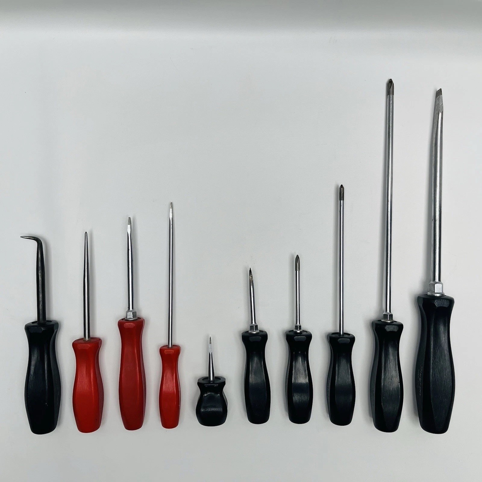 Snap On Lot Of 10 Tools, Screwdrivers, Cotter Pin Puller & Scratch awl