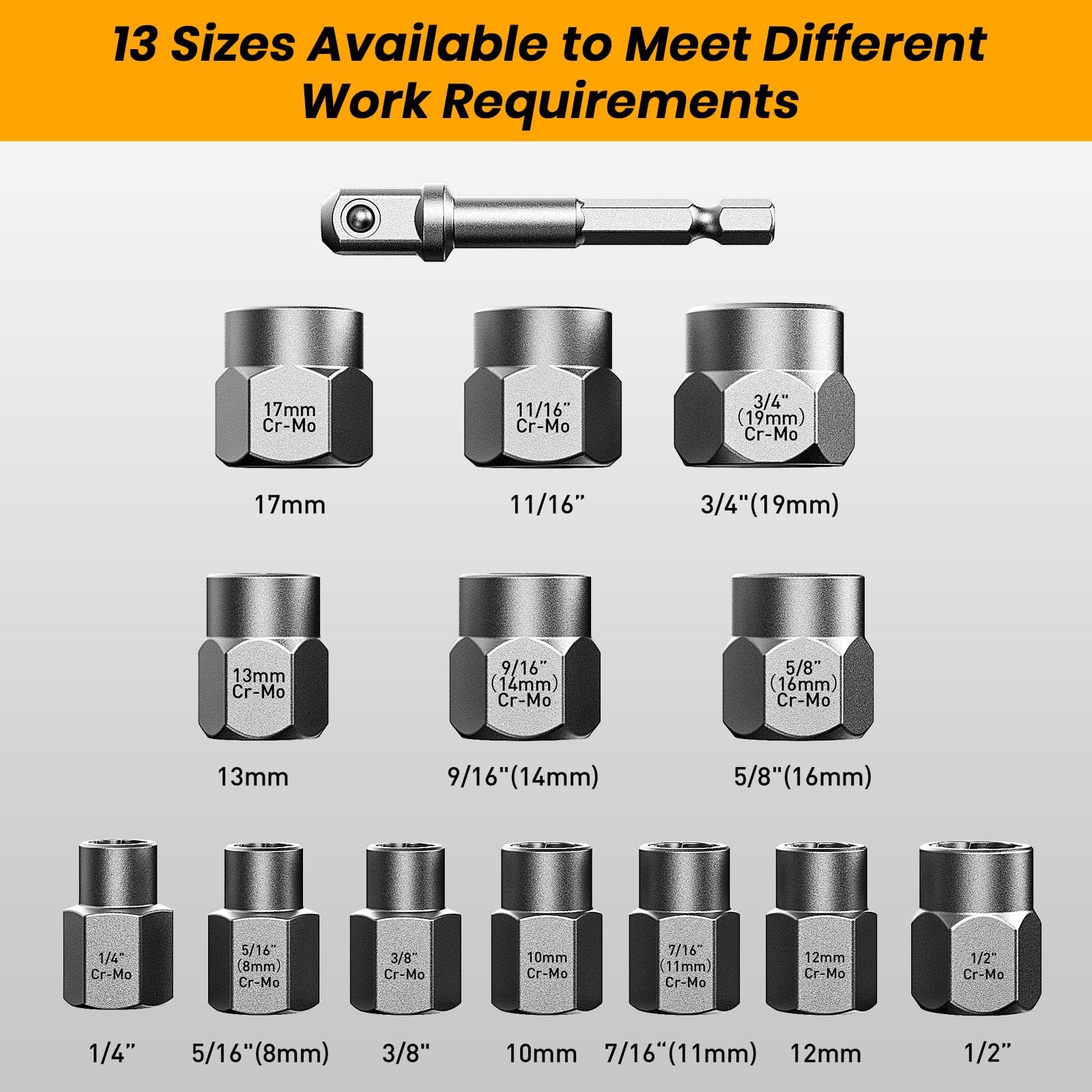 Impact Bolt & Nut Remover Set,14 Pieces Extractor Tool Set, 3/8″ Drive…
