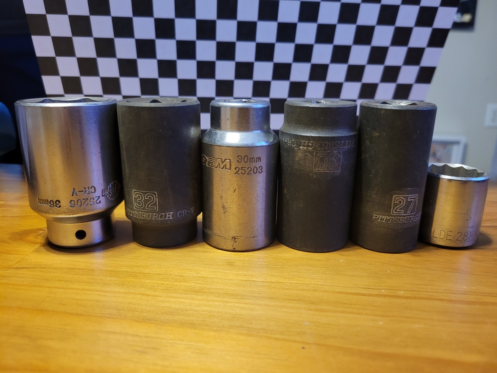 Lot Of 6 Used Sockets Axel Sockets 36mm 32mm 30mm 30mm 28mm 27mm