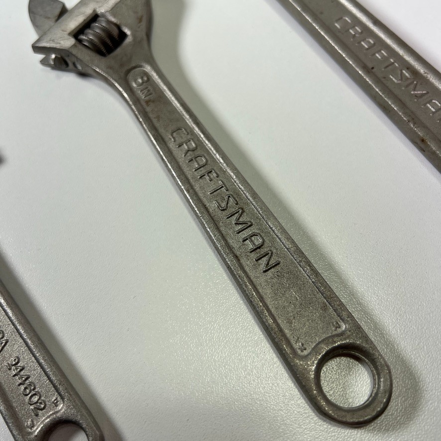 Vintage Craftsman Crescent Adjustable Wrench Tool Set (6, 8, 10 in) USA Lot (3x)