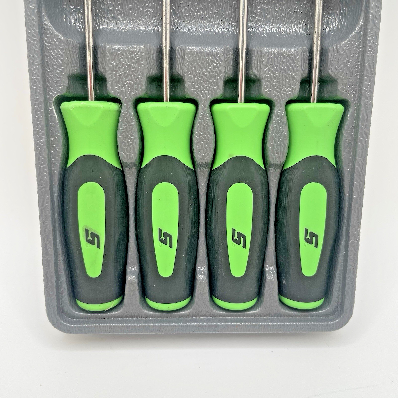 Snap On Tools Instinct Mini Soft Grip Pic 4 Pc Set Green w/ Tray SGASA204CG #T1