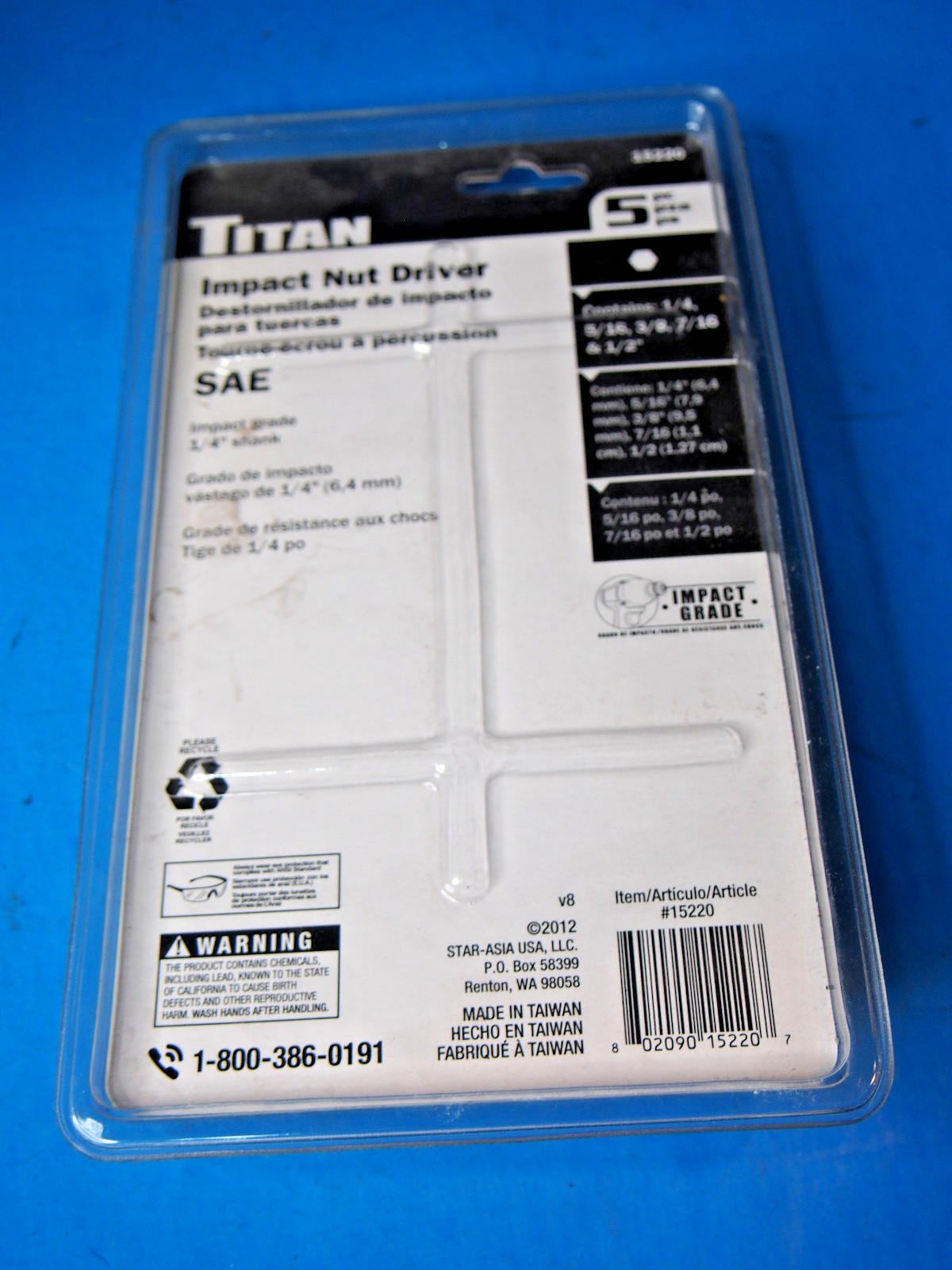 Titan 15220 SAE Impact Grade Nutsetter Set (5 Pieces) Nut Driver 1/4″-1/2″ Size