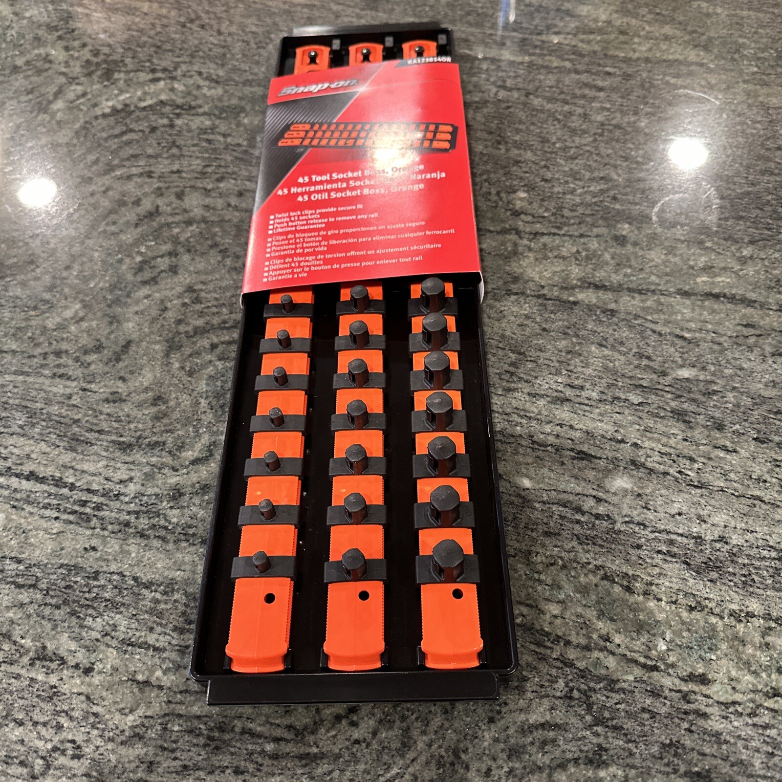 Snap On ka123814or 45 tool socket boss for 1/4,3/8,1/2 twist lock tray orange