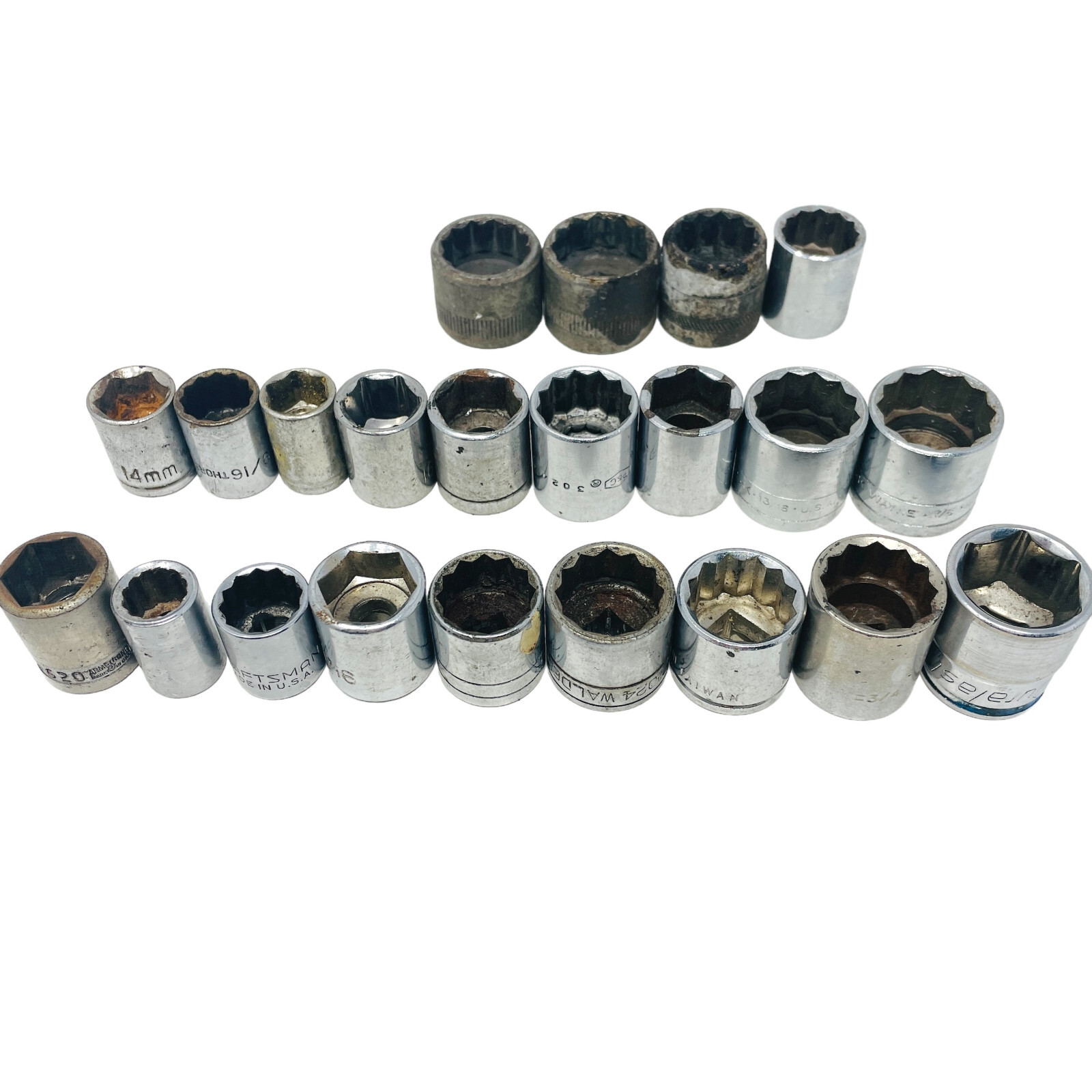 22 Pcs Craftsman, SK and Assorted V 44334 3/4, 14mm, 3/8 in Drive Socket Set