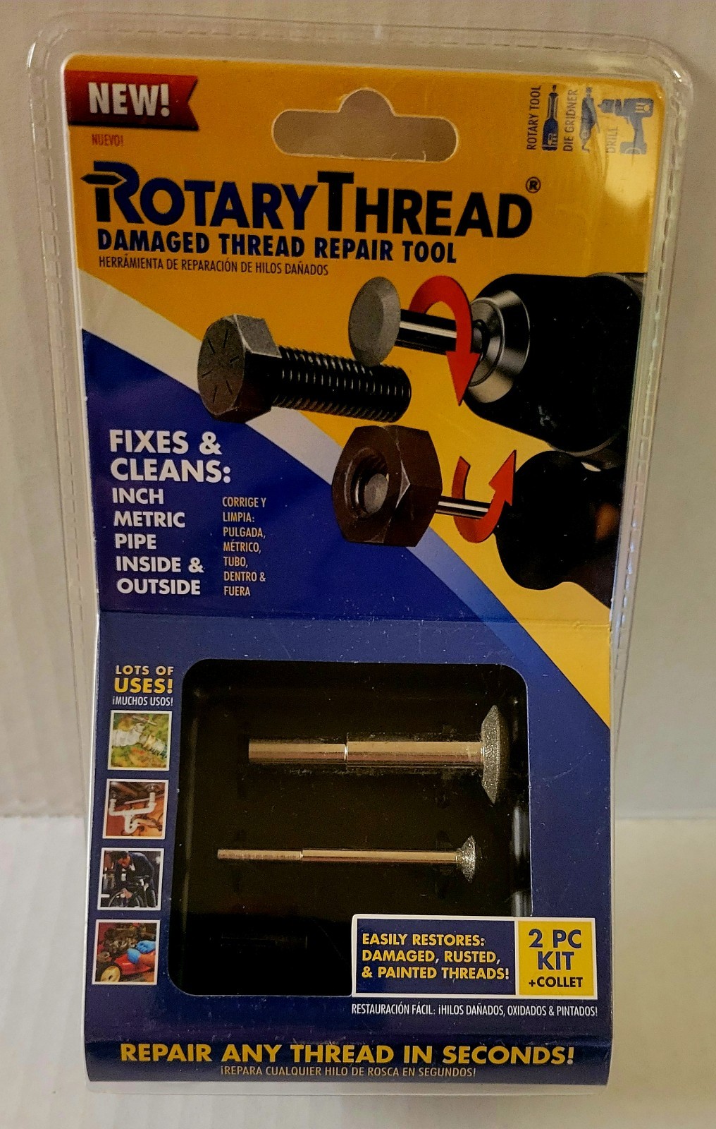 ROTARY THREAD 2pc Damaged Thread Repair Tool – Chase, Restore, Repair, and Clean