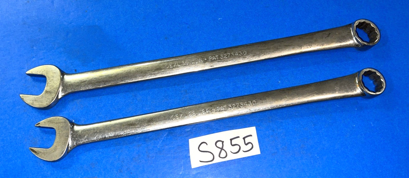 SNAP-ON TOOLS 2 PIECE SAE. EXTRA LONG COMBINATION WRENCHES 7/8 & 15/16