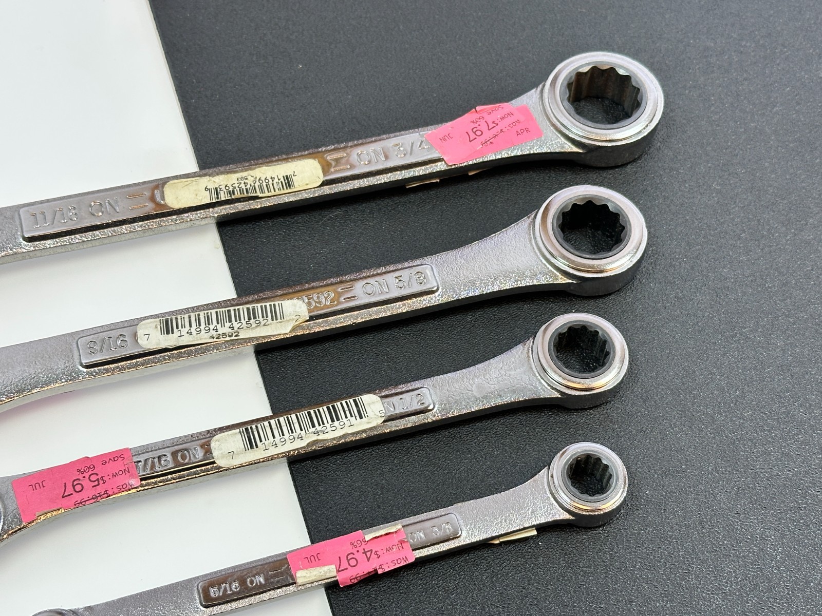 NOS Craftsman USA 42446 SAE 5/16″-3/4″ Ratcheting Double Box Wrench Set (Rare)