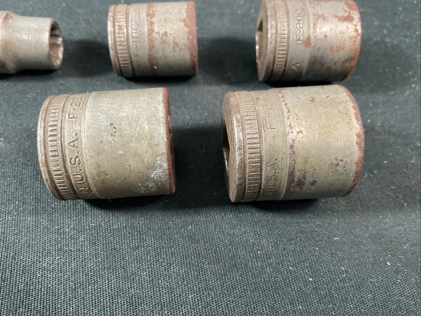 Snap-On 3/4in. Drive Vintage Sockets Lot of 5 3/8 9/16 5/8 11/16 3/4in. F Series