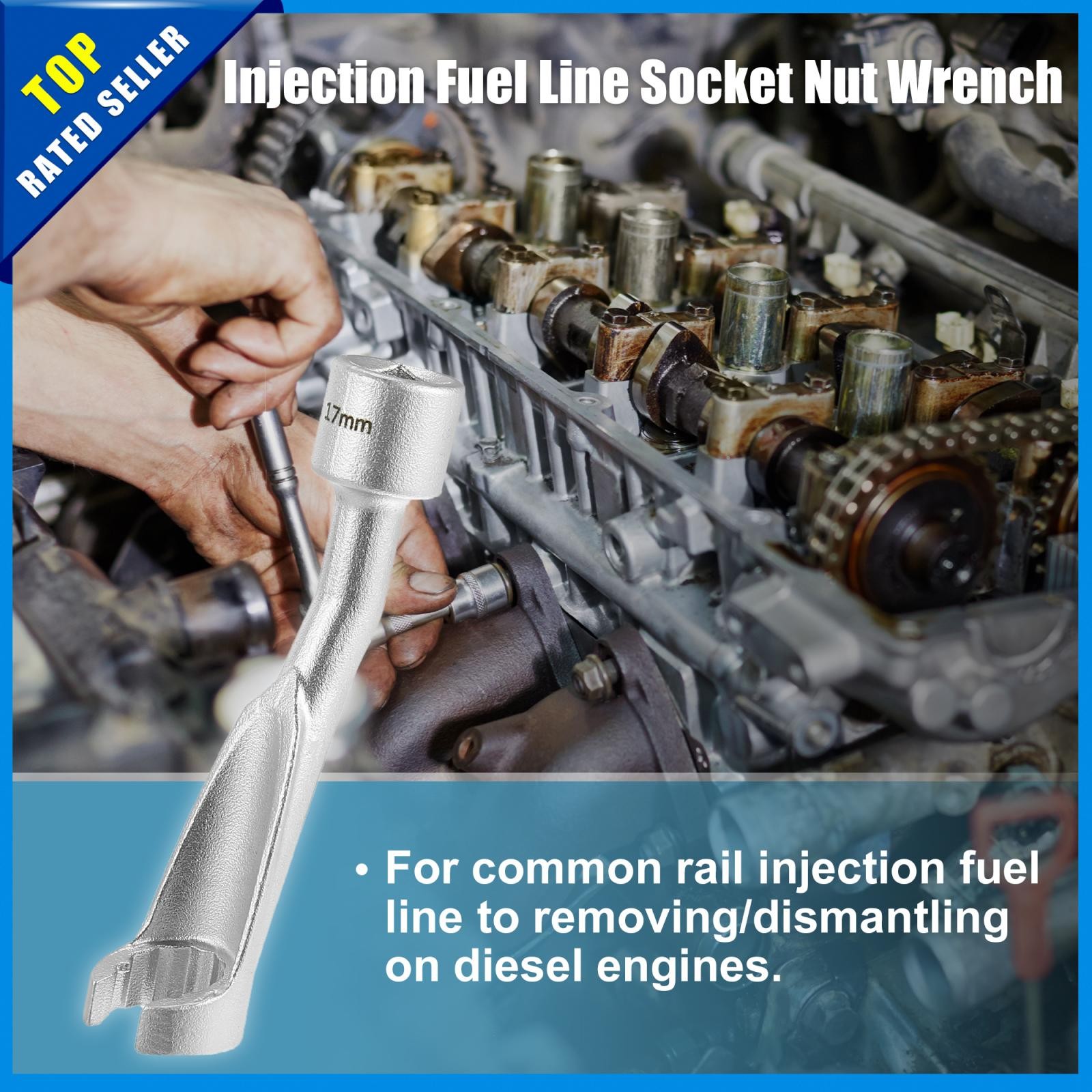 Pack x 1 For BMW 17mm 12Point Common Rail Injection Fuel Line Socket Nut Wrench