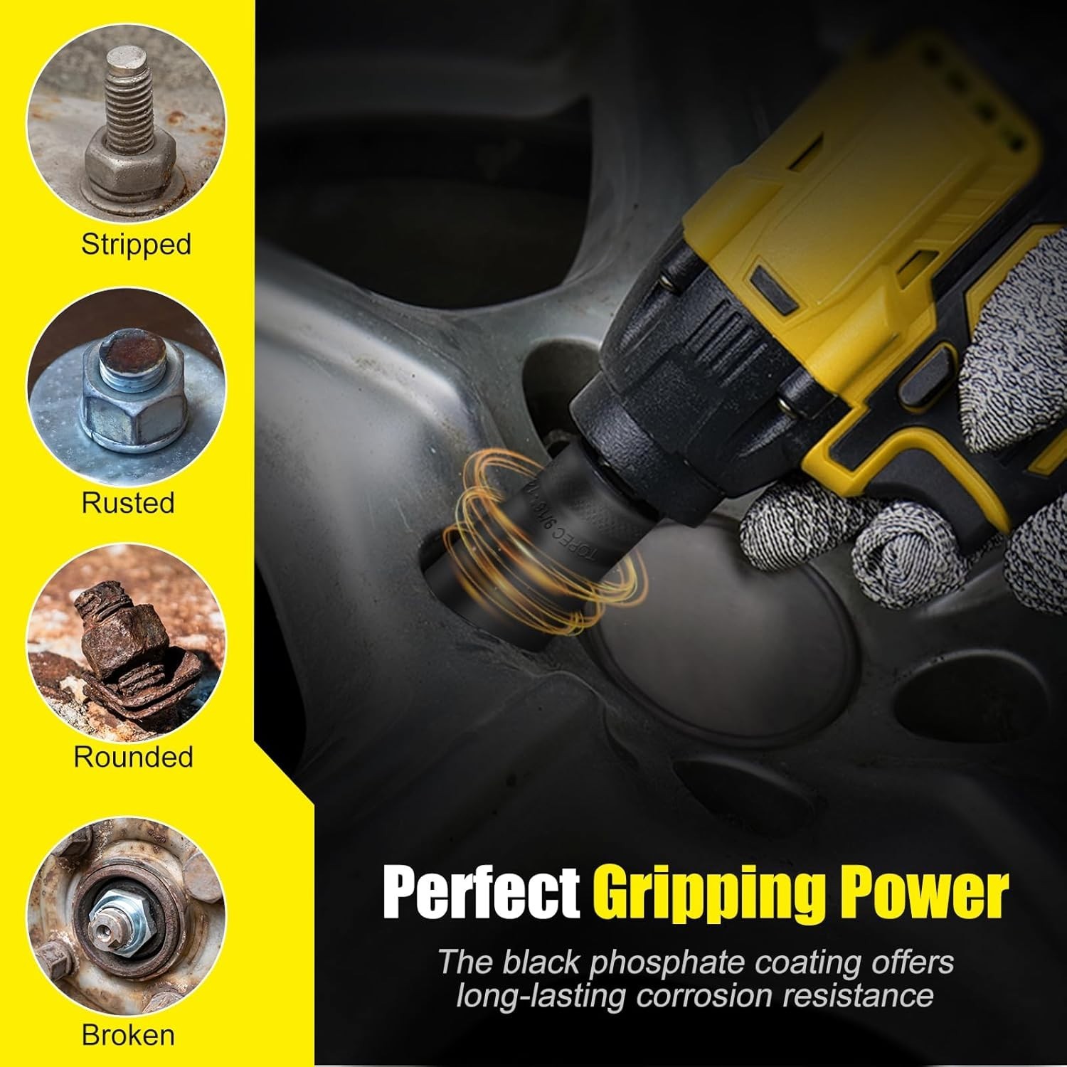 14PCS Lug Nut Removal Tool 1/2″ Drive Extractor Set 10-25mm Stripped Socket Kit