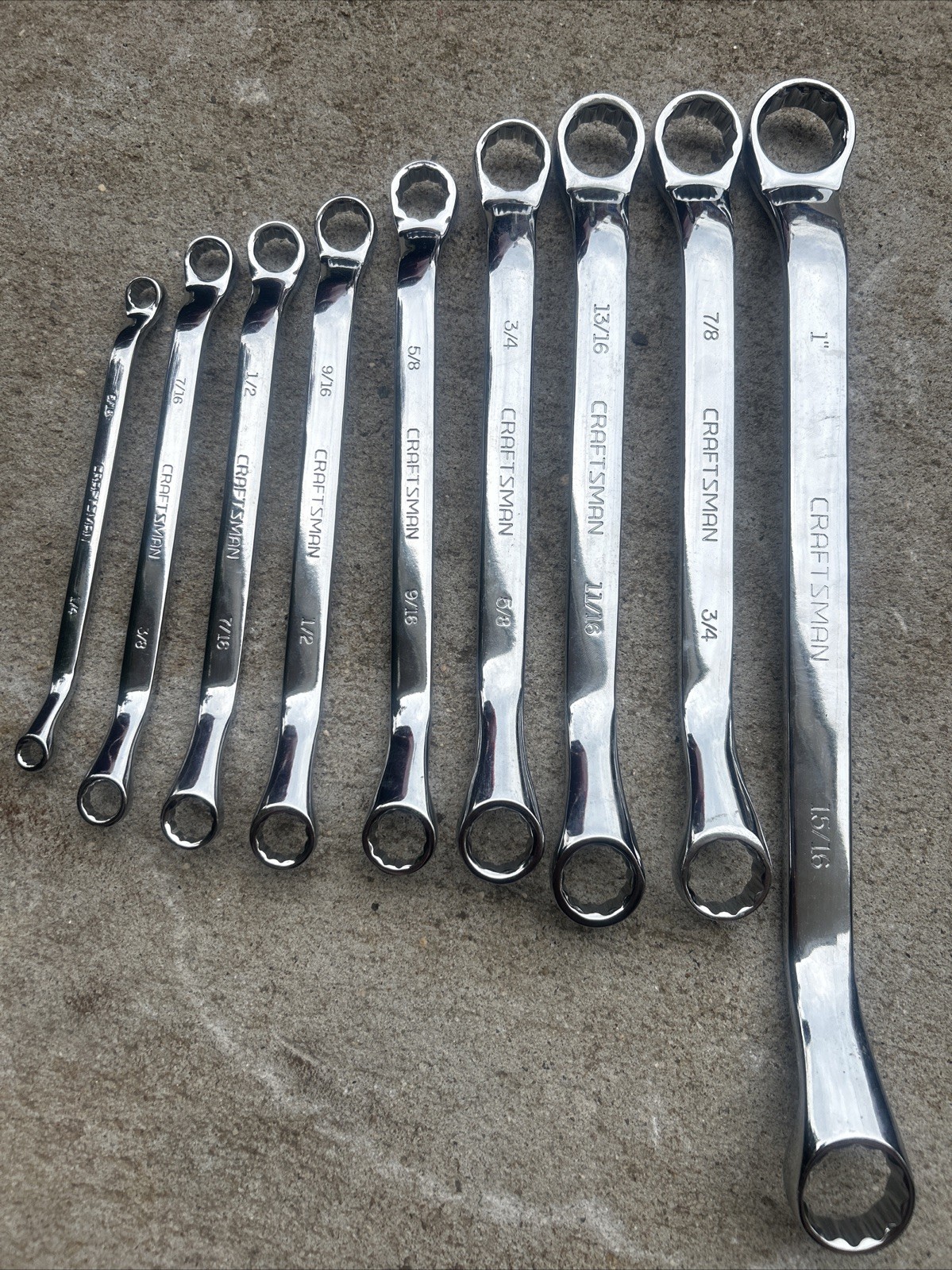 Craftsman 9 Piece Deep Offset Box End Wrench Set Sae From 1/4 To 1”