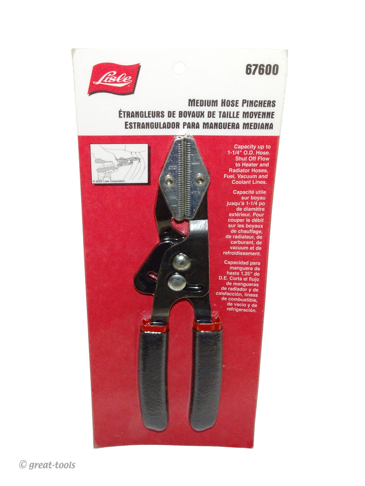 MEDIUM HOSE PINCHERS – automotive pinch-off tool – Lisle Tools – pliers