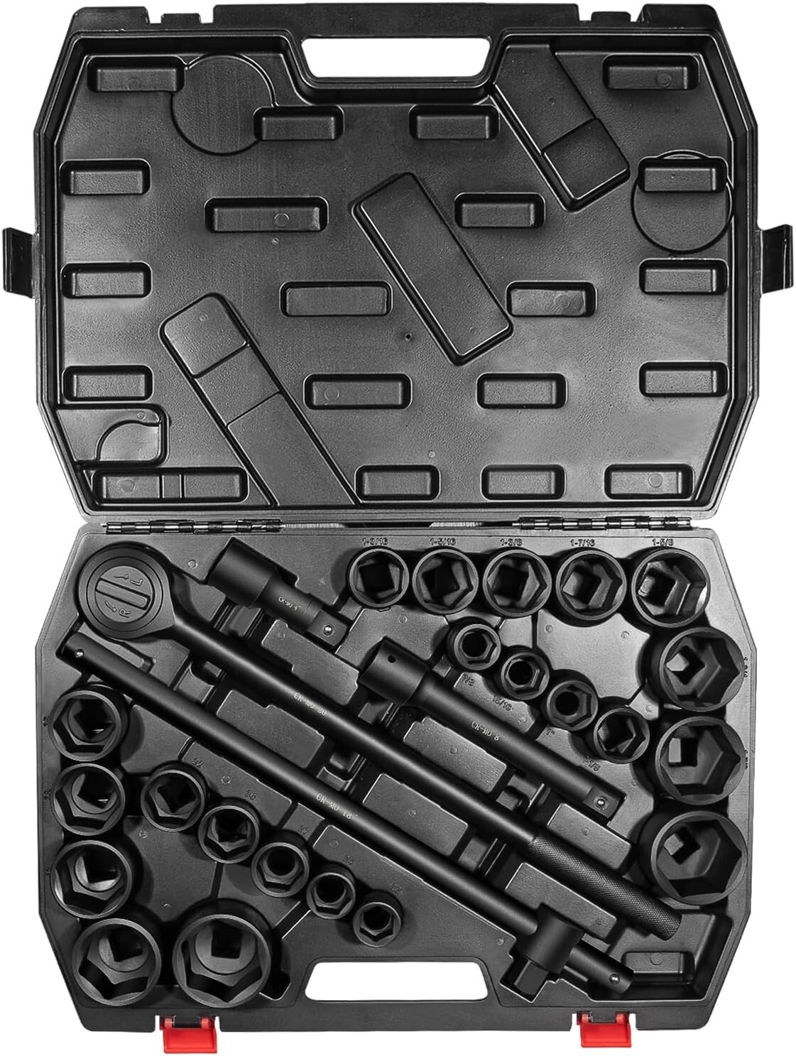 Impact Socket Set 27 PCs 3/4″ Drive 6 Point SAE 7/8″-2″, Metric 22 to 50 mm