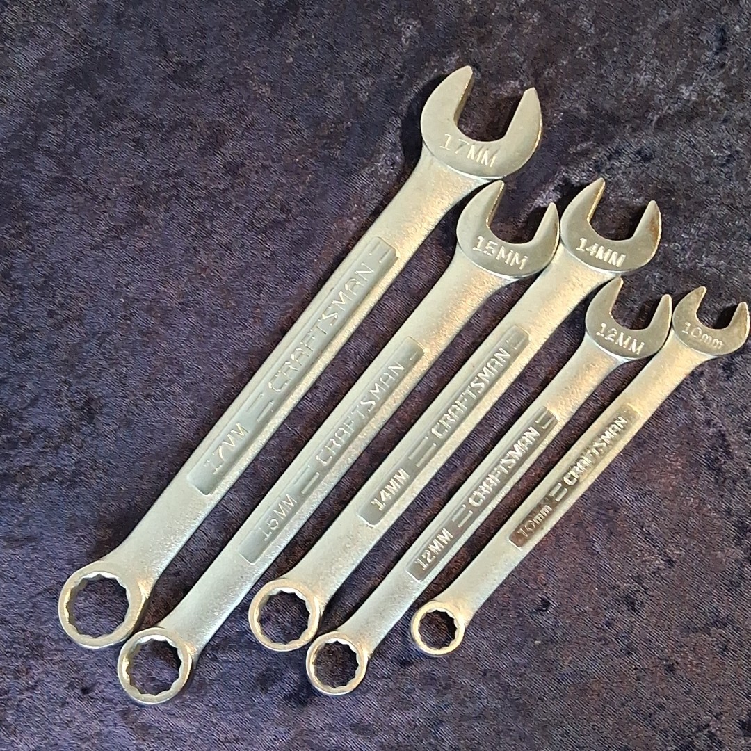 Craftsman 5 Pc Combination Metric Wrenches 10, 12, 14 15, 17mm VV Series