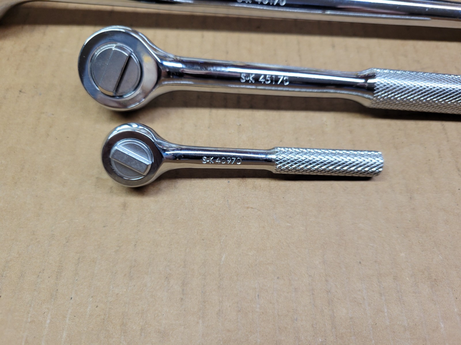 S-K Tools 3-Piece Ratchet Set 1/4″ + 3/8 + 1/2″ Long Handle Brand New!