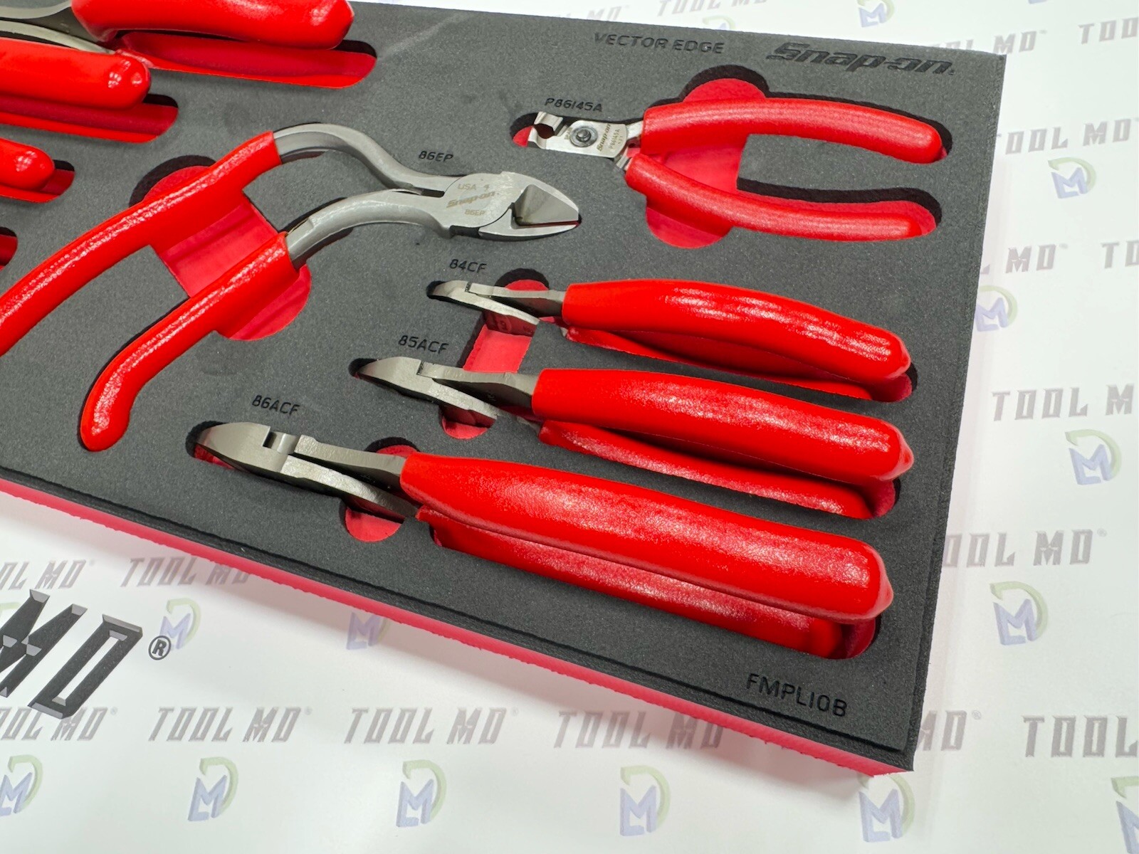 Snap-on Tools USA NEW RED 10-Piece Diagonal Cutter Pliers Foam Set PLDC1000FR