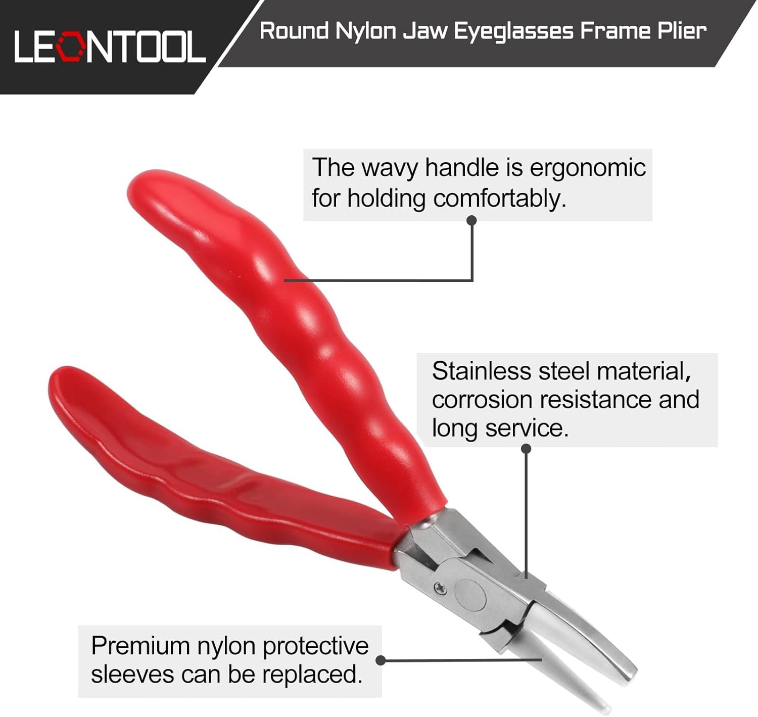 6 Inches Half Round Pliers Nylon Jaw Eyeglasses Frame 6″, Red