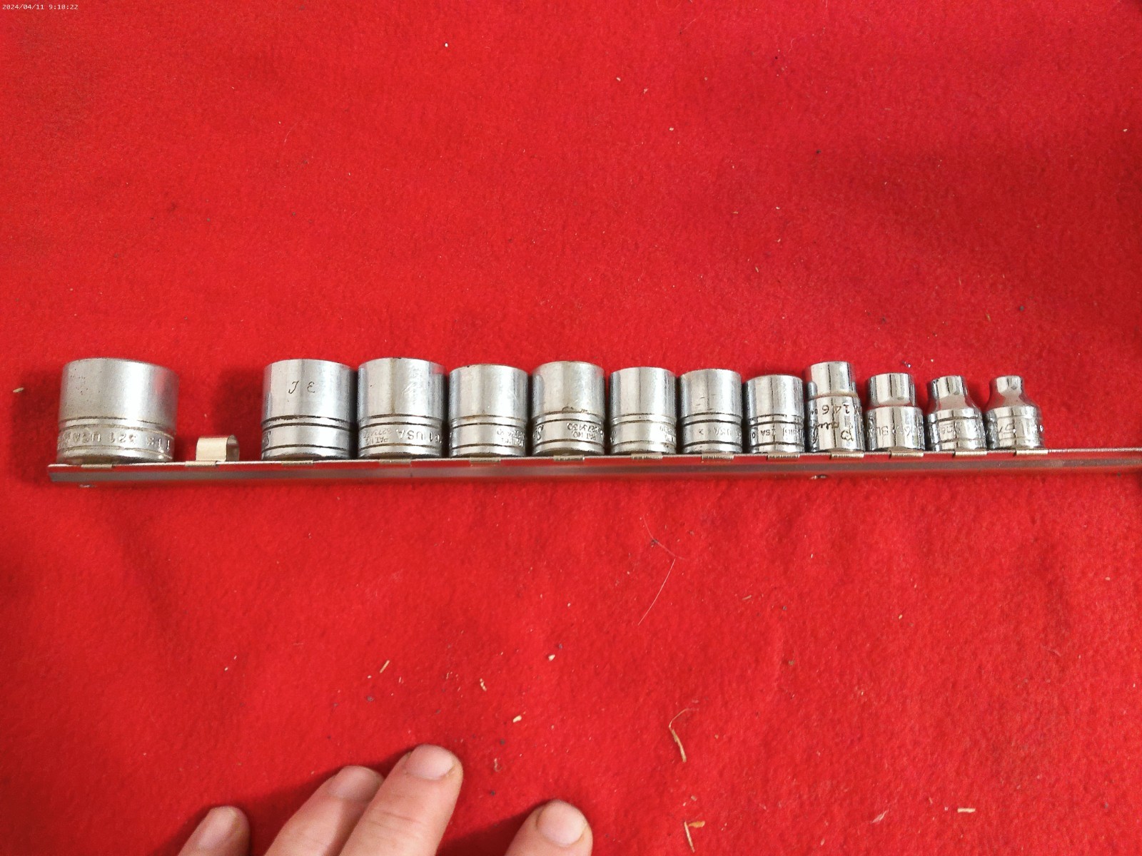 Snap-On 12pc. FS Series 3/8” Dr. SAE Deep Socket Set 1/4”–1” With Mac Rail USA