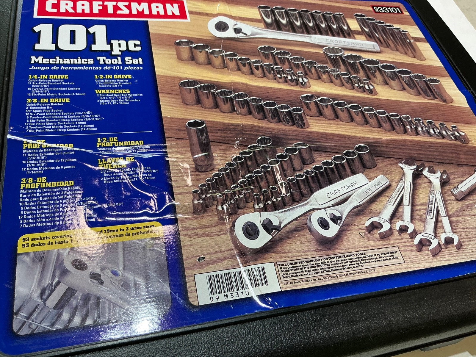 New Craftsman 101pc Metric & SAE Socket Set 1/4 3/8 1/2 Drive 33101 USA open box
