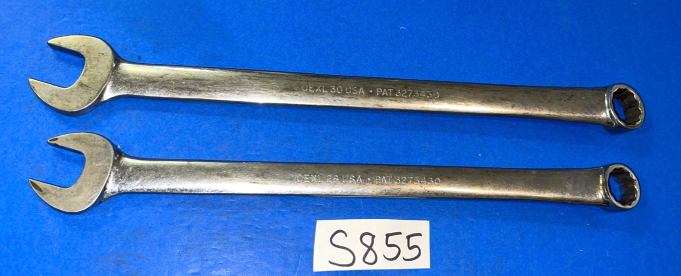 SNAP-ON TOOLS 2 PIECE SAE. EXTRA LONG COMBINATION WRENCHES 7/8 & 15/16